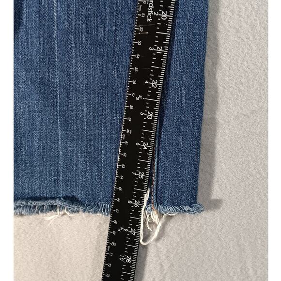 7 For All Mankind Women's Cropped Raw Hem Straight Leg Jeans S 30 Distressed USA - Picture 2 of 8